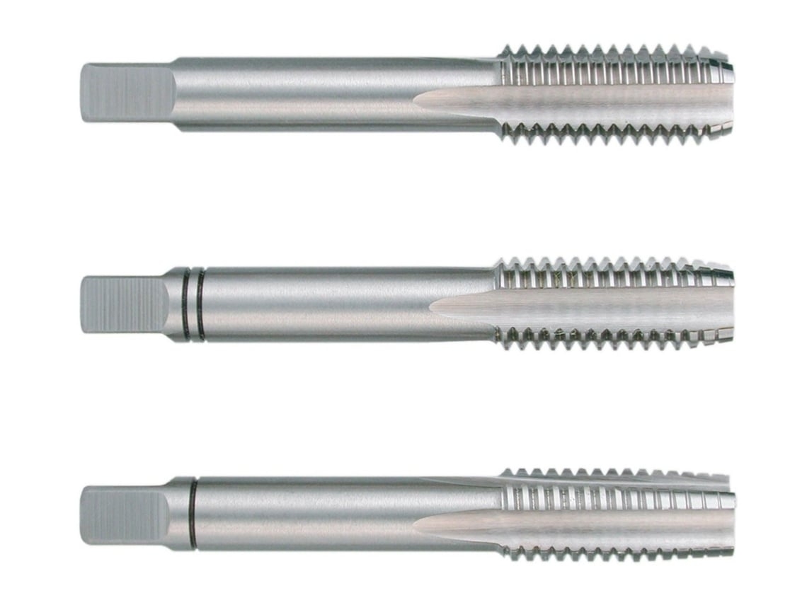 RUKO-246716-Juego de 3 machos para roscar a mano BSW ~ DIN 352 HSS rectificados con rosca 7/16"