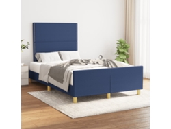 Estructura De Cama Sin Colchón Tela Azul 120x190 Cm