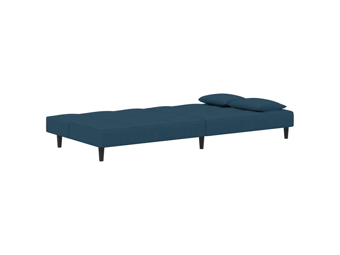 Sofá Cama De 2 Plazas Con Dos Almohadas Terciopelo Azul