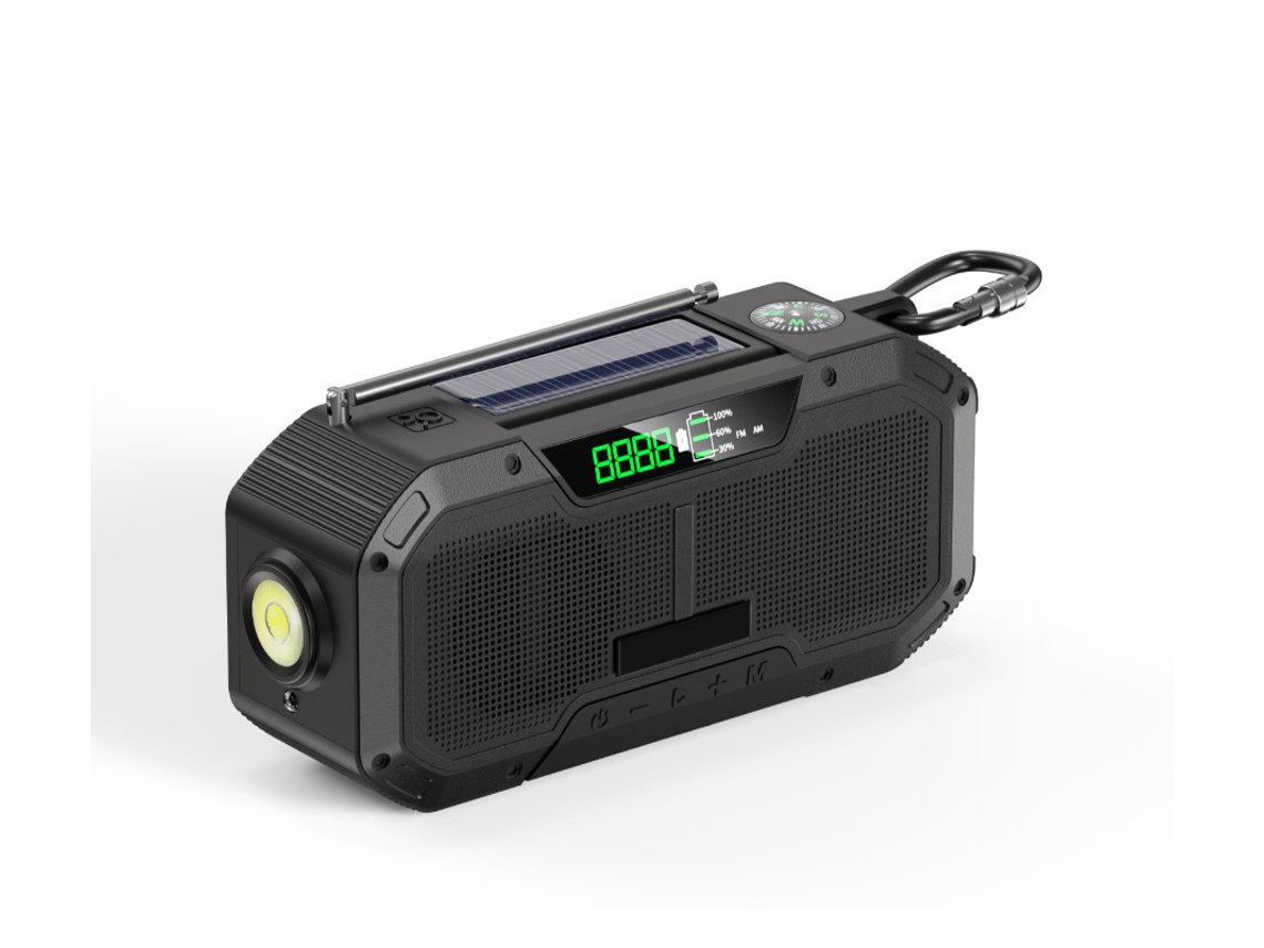 Radio Solar, Luz Led De Emergencia Para Radio Meteorológica, Energía Solar, Luz De Flash De Emergencia (Negro) DIGITALLAB