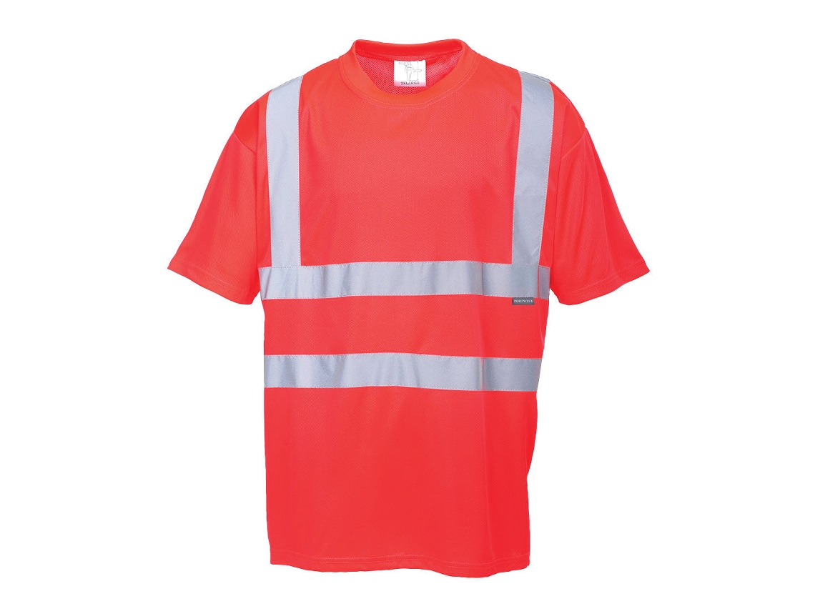 Camiseta de alta visibilidad Portwest (manga corta) para mayor visibilidad y comodidad / Roja / Xxxl