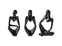 Estatua De Pensador Nórdico, 3 Piezas, Escultura Abstracta De Resina, Decoración (negro)