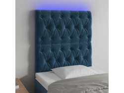 Cabecero Con Luces Led Terciopelo Azul Oscuro 80x7x118/128 Cm