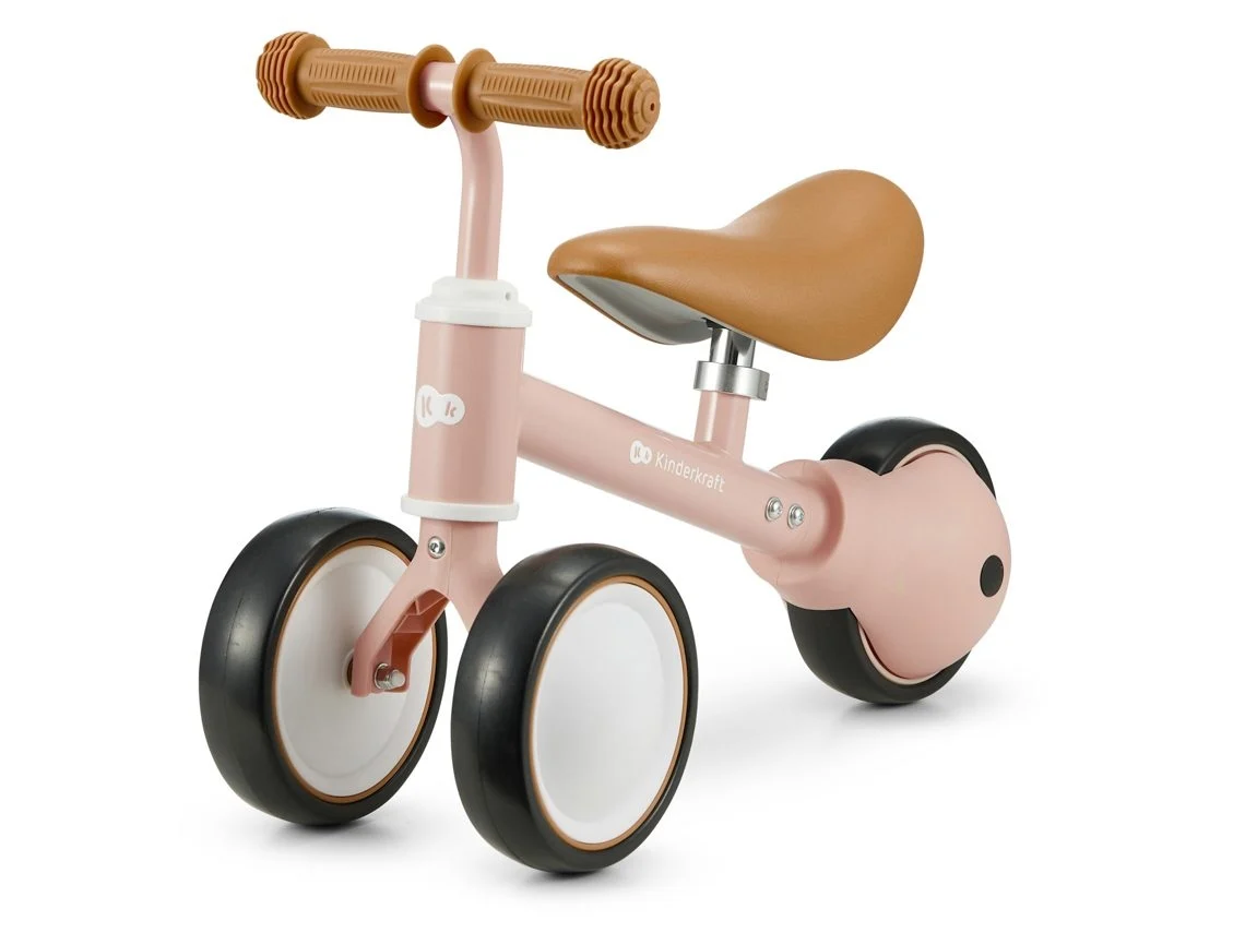 Triciclo Infantil Kinderkraft CUTIE ligero 1,8 kg con asiento regulable 26–28 cm y puños antideslizantes Rosa