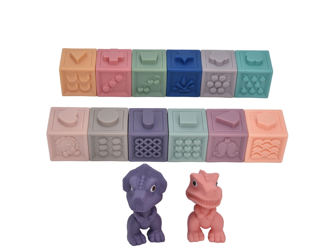 Bloques Blandos Para Bebés, 14 Piezas, Juguetes Apilables Con Animales Y Relieve Texturizado, A Partir De 6 Meses.