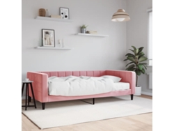Sofá Cama Con Colchón Terciopelo Rosa 100x200 Cm