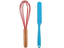 Juego de 2 mini utensilios de cocina de silicona con mango de madera, Nostalgia88