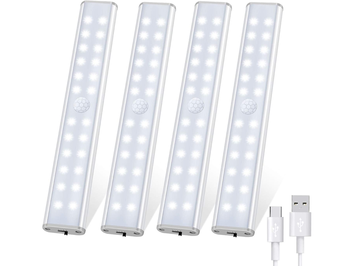 Luz de armario de 24 LED, sensor magnético inalámbrico USB recargable, 4 modos, iluminación portátil. Lámpara de armario, Emer manual