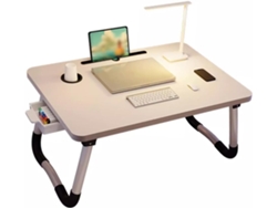 Mesa Cama Plegable Con Soporte Para Portátil, Cajón Y Puerta.