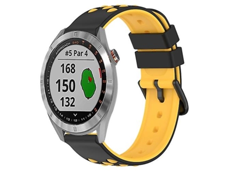 Correa De Reloj Inteligente Para Garmin Approach S40, Banda De Reloj De Silicona Porosa De Dos Colores, Negro Y Amarillo, 20Mm VENISYMLIS
