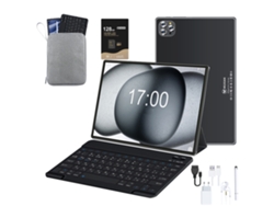 Veanxin V62 - Funda de piel con teclado Bluetooth para tableta, funda plana para auriculares, 128 GB, 10,1", 64 GB, 4 GB de RAM, GPS, Wifi, 4G, color negro