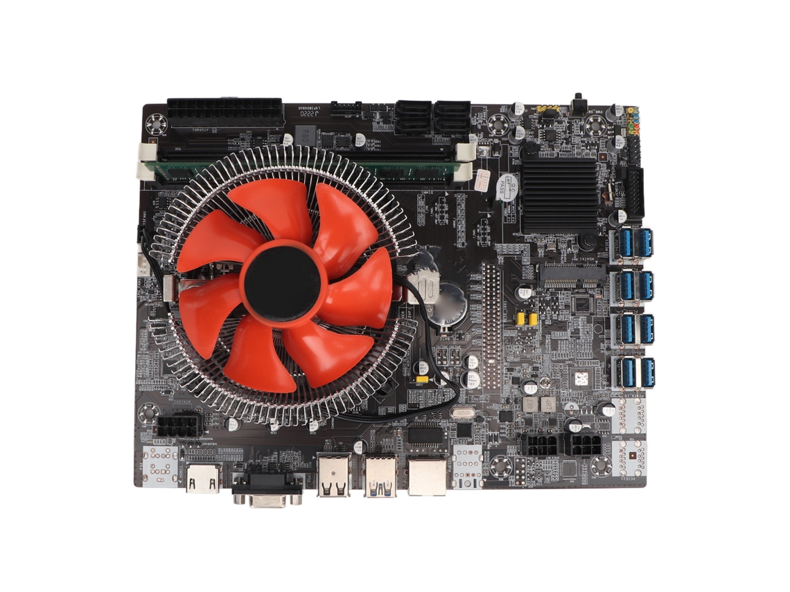 Placa Base De Minería 4g Ddr3 8 Usb3.0 Vga Hdmi Salida Dual Placa Madre B75 Con Ventilador