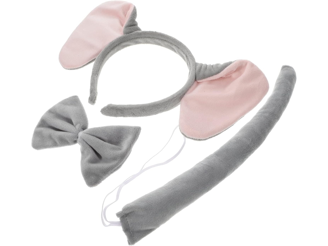 Diadema Con Orejas De Elefante, Conjunto De 3 Piezas, Color Gris, Talla Única.