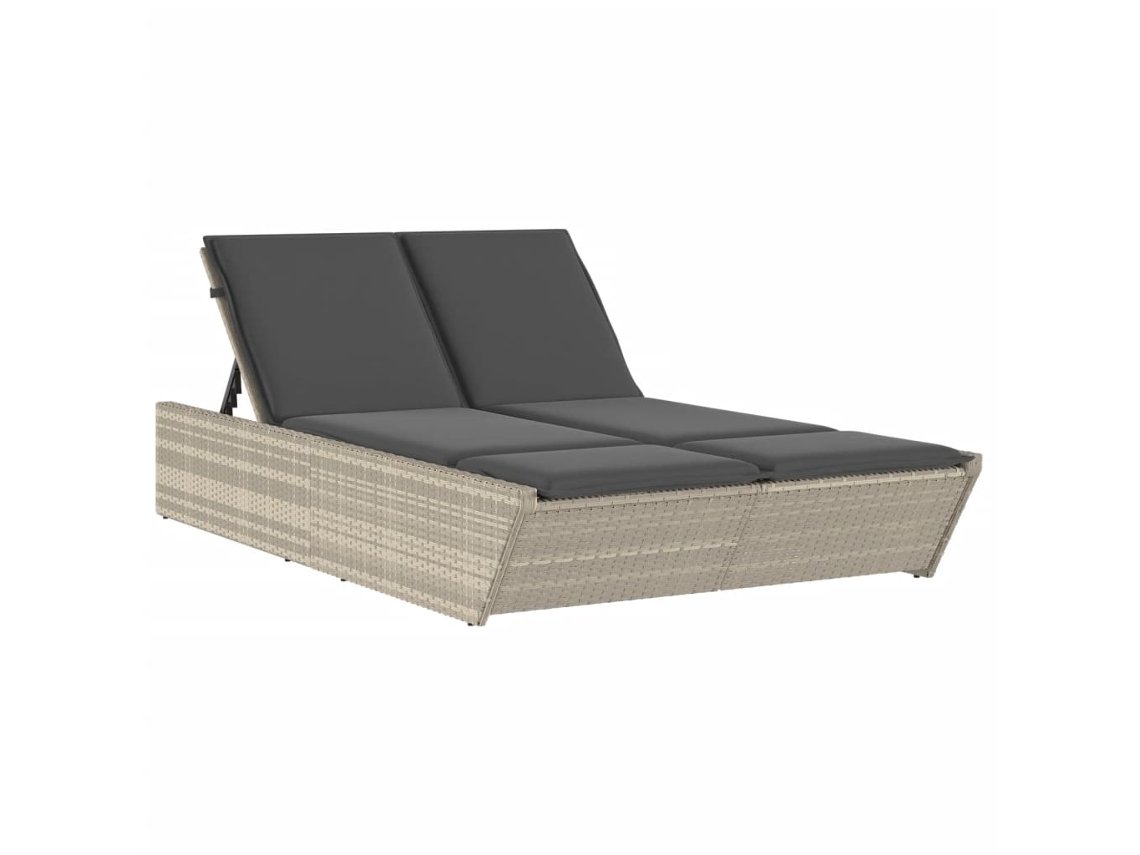 Chaise longue doble con cojines, mimbre, patas gris claro, MAISON EXCLUSIVE (sin dimensiones)