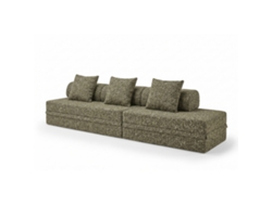 Sofá Modular 3+2 Lugares Convertible Tweed Verde Oliva