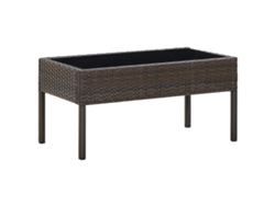 Mesa de jardín LOVELY HOME Comedor de Mimbre con Base Marrón (75 x 40 x 37 cm)