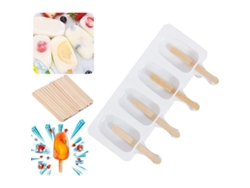 Molde de silicona para helados Rebe con 20 palitos de madera, reutilizable para hacer paletas heladas caseras.