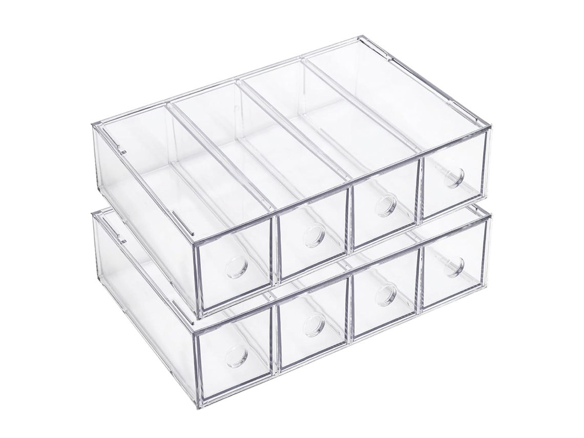 Pequeño organizador de plástico con asas para baño, armario o estante, para guardar accesorios y frascos de medicamentos Truyuety