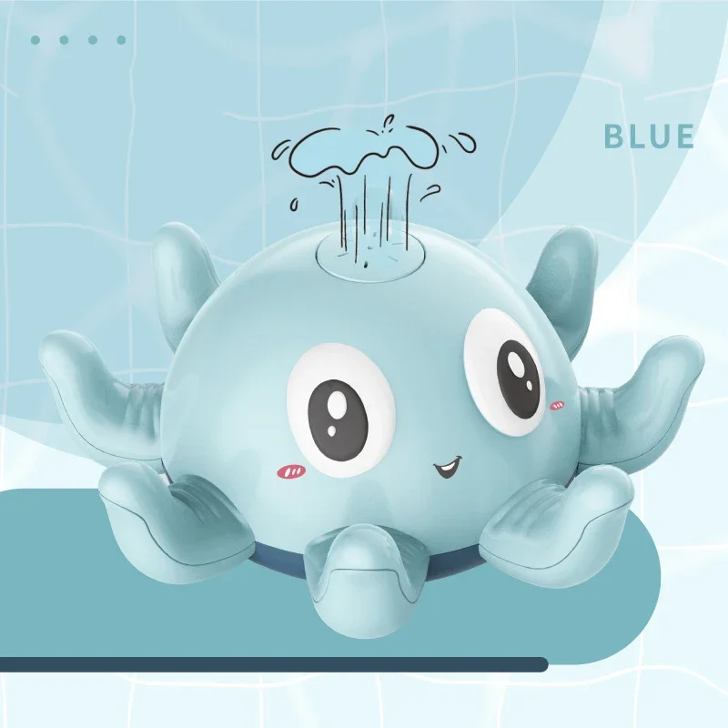 (pulpo Azul) Juguete De Baño Para Bebés, Juguete De Ducha Con Rociador De Agua