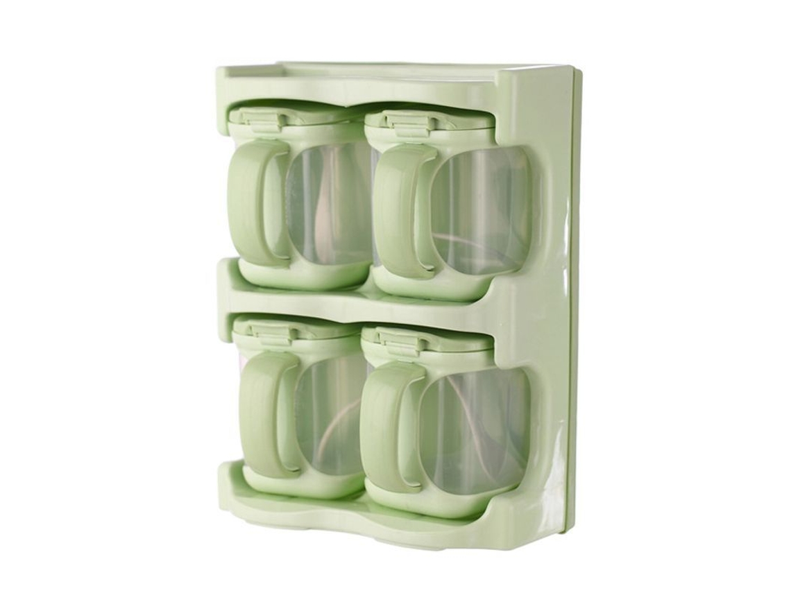 2026da-caja De Sazonamiento De Plástico Con 4 Compartimentos Rack Combinado Multifuncional Para Cocina Verde