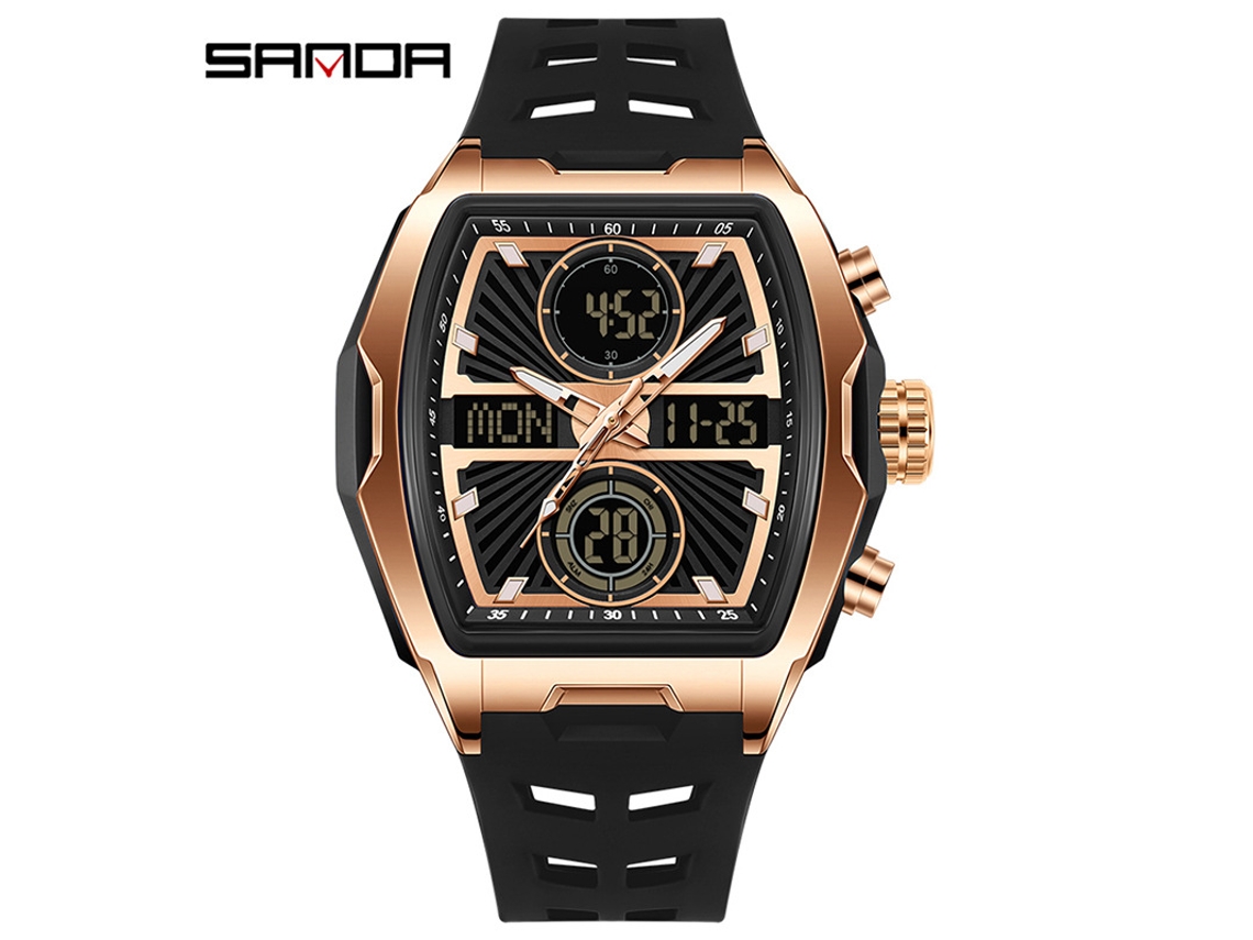 Reloj digital MDUG elegante con alarma luminosa, resistente al agua.