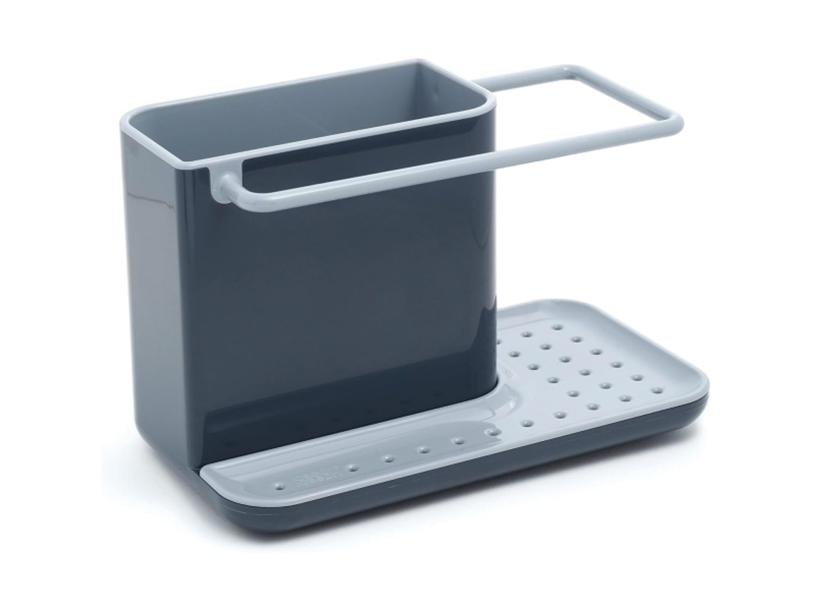Organizador de fregadero con desagüe integrado, soporte para esponja, cepillo, detergente y paño de cocina, extraíble, tamaño normal, gris Wellngs Jortmrd