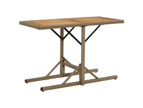 MAISON EXCLUSIVE Mesa de jardín madera maciza de acacia y ratán sintético beige
