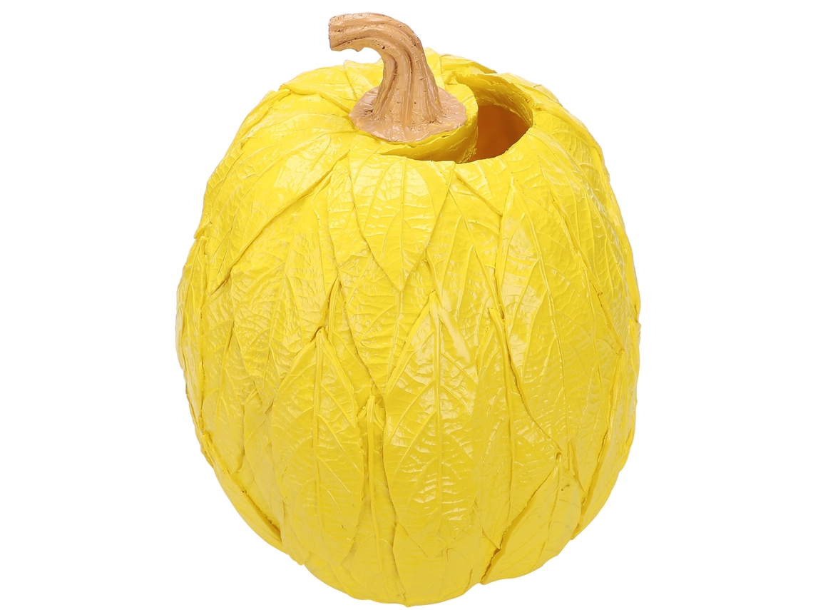 Jarrón decorativo de calabaza con hojas de resina de 20 x 20 x 24 cm para jardín.