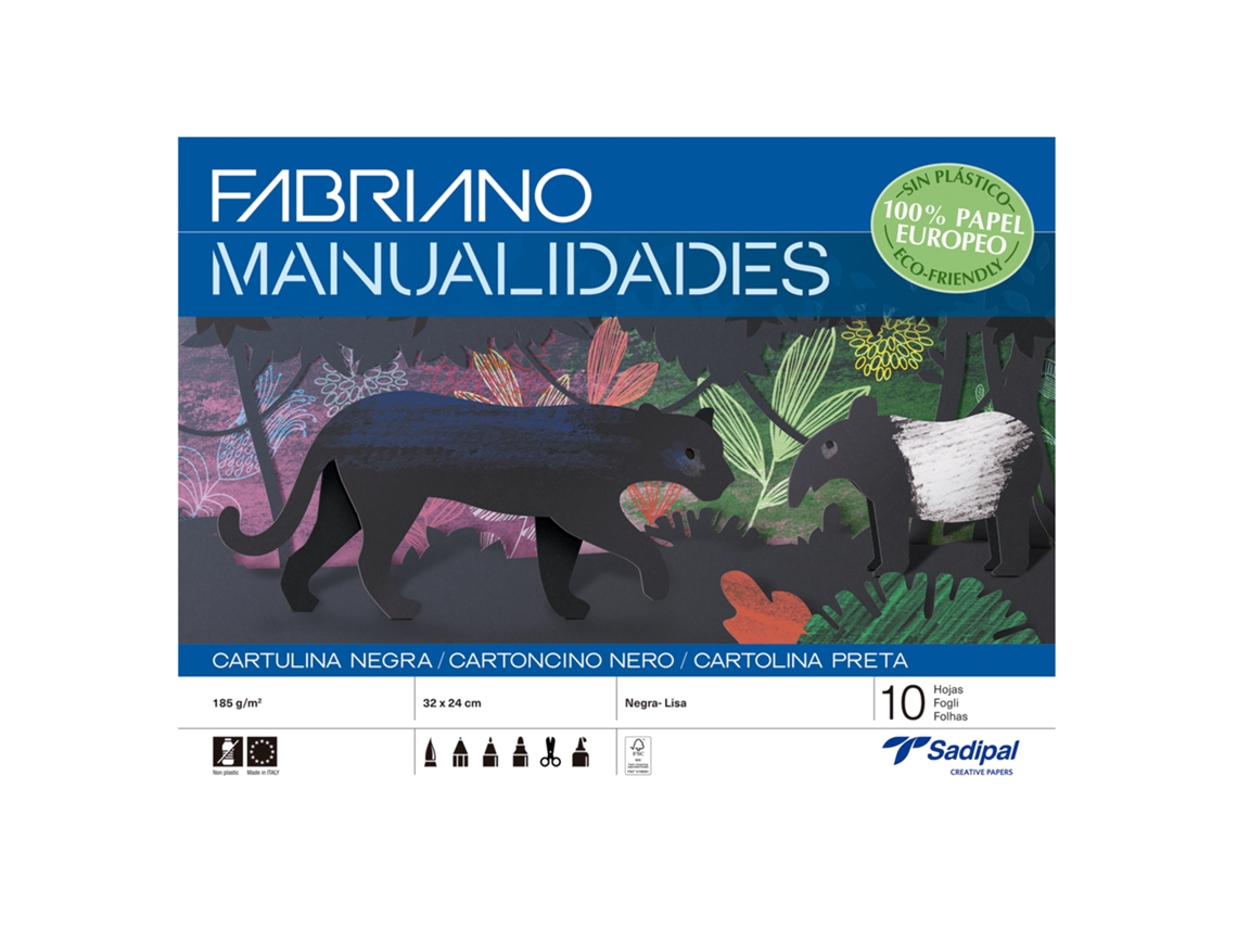 Caderno Trabalhos Manuais FABRIANO A4 Cartolina Preta C/10Fl S0400004