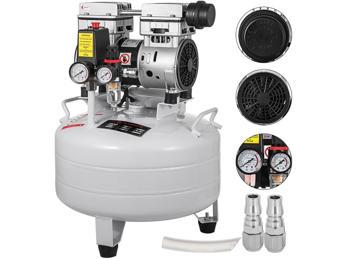 Compresor de aire sin aceite de 30 l, 850 W, con motor silencioso y presión máxima de 8 bar