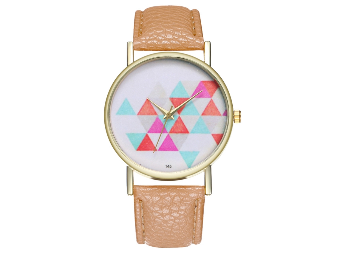 Reloj De Pulsera Unisex De Cuarzo Con Correa De Cuero Sintético Beige.