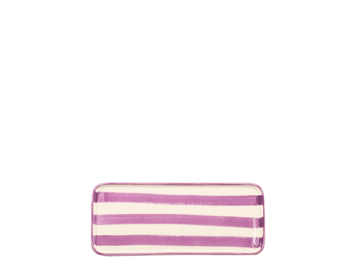 Juego De 2 Platos Rectangulares Lido, Serie Righe, Cerámica Hecha A Mano, Color Morado, Hecho A Mano En Italia, Diseño Moderno Y Elegante Para Su Mesa