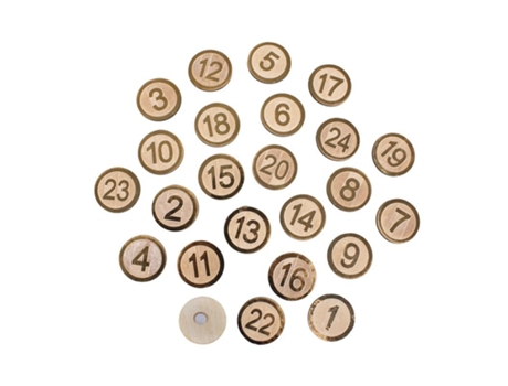 Adhesivos de madera de 24 dígitos MDF Advent Calendar Ø 3.5 cm - Dorado
