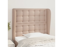 Cabecero Con Orejas Cuero Sintético Capuchino 103x23x118/128 Cm