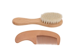 Set De Cepillo Y Peine Para Bebé De Madera Multifunción Con Cerdas De Lana