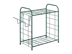 Relaxdays Organizador Herramientas Jardín, Soporte Escoba, Con Balda, De Rejilla, Metal, 1 Ud., 68 X 80 X 35 Cm, Verde