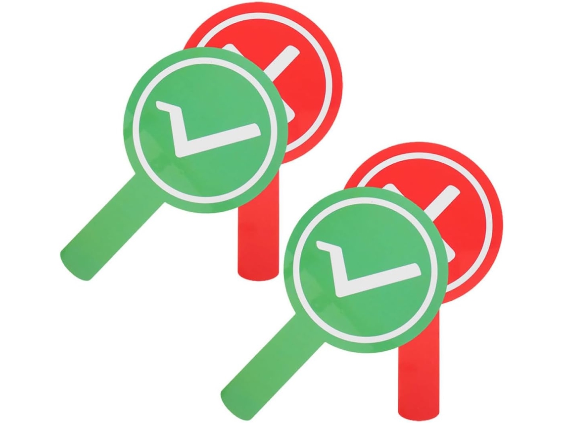 Bloc de votación de doble cara, 4 unidades, superficie de plástico rojo y verde.