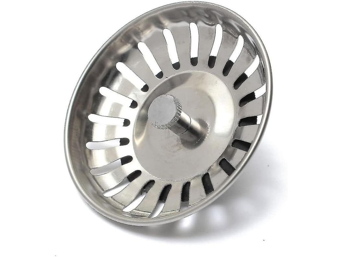 Tampa de ralo de pia Rebe em aço inoxidável, 83 mm, 20 furos, para drenagem rápida.