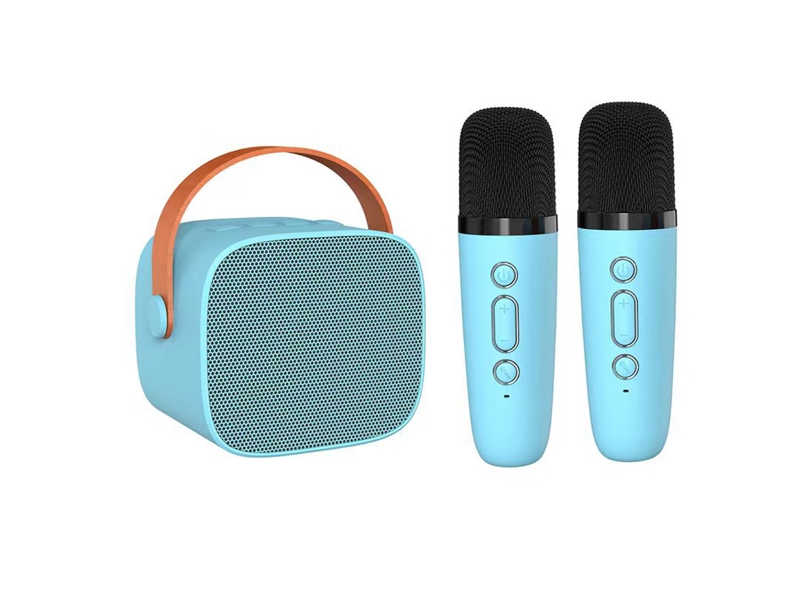 Máquina de karaoke, mini altavoz Bluetooth con 2 micrófonos, una máquina de karaoke para niños y familia Cuich (azul)