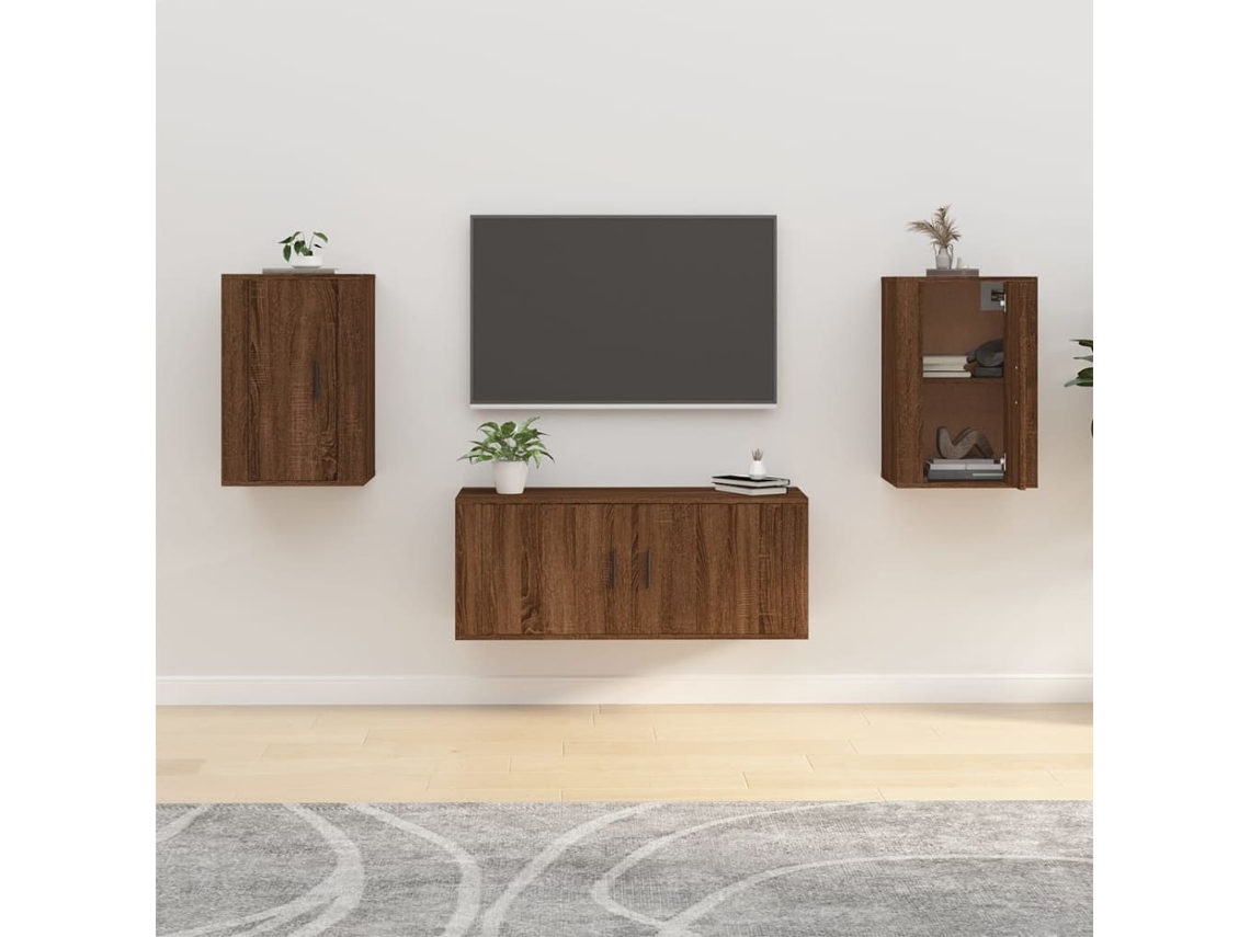 Estantería/Muebles de TV de Pared 2 Pzs 40X34,5X60 Cm Roble Marrón