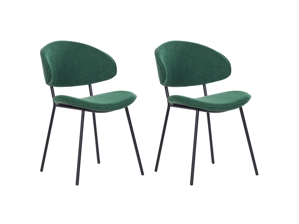 Conjunto de 2 cadeiras de refeição sem braços BELIANI Kiana de Poliéster Verde 50x59x81