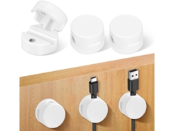 Paquete De 6 Clips Adhesivos Blancos Para Cables Con Cierre Magnético Y Soporte Magnético.