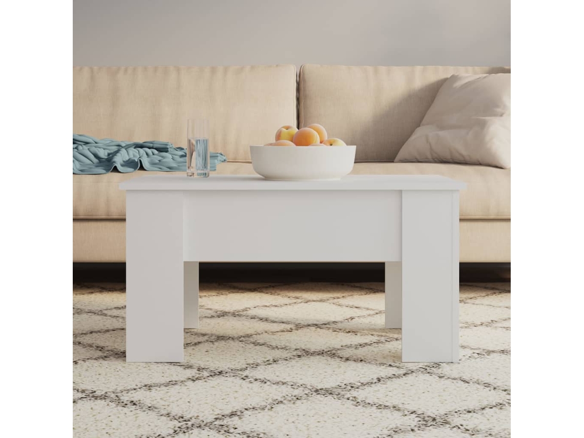 Mesa de Centro de Apoyo 79X49X41 Cm Madera Procesada Blanco
