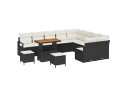 Maison Exclusive - Conjunto De Sofás De Jardín 12 Pcs Negro Ratán Sintético