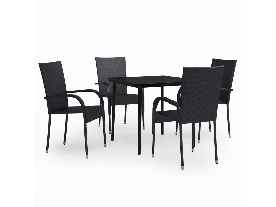 Conjunto 5 de comedor para jardín VIDAXL negro