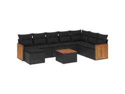 Maison Exclusive - Set De Sofás De Jardín 8 Piezas Y Cojines Ratán Sintético Negro