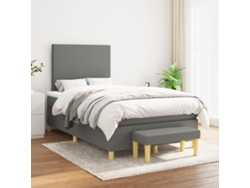Cama Box Spring Con Colchón Tela Gris Oscuro 120x200 Cm