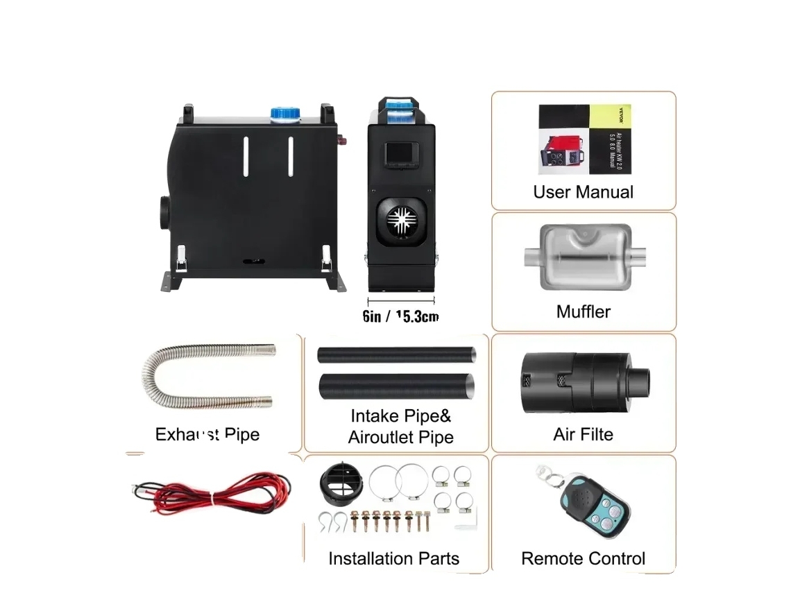 Calentador de aire diésel de 8 kW con control LCD e interruptor LCD negro OEM.