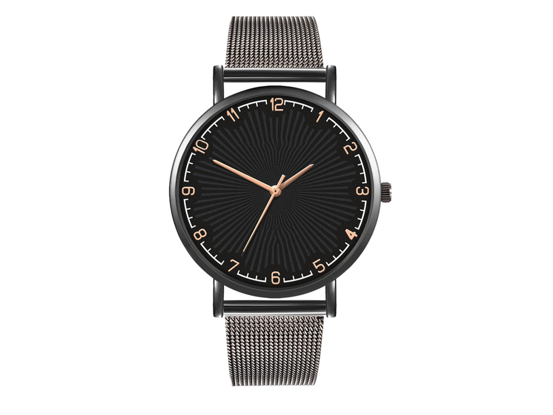Reloj de cuarzo de moda con correa flexible para parejas, estilo casual (negro)