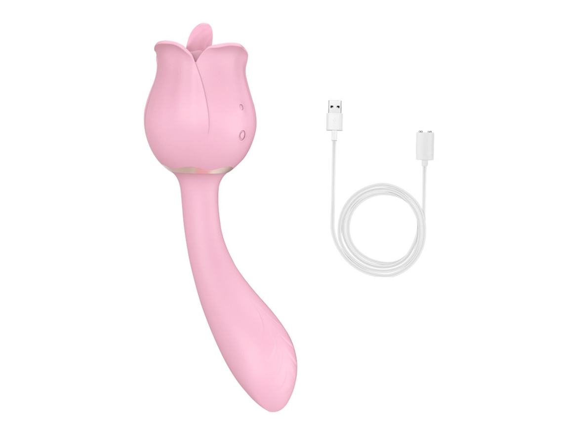 Vibrador de masaje para lamer la lengua rosa 2 en 1 para mujeres (rosa) YIZHOOD